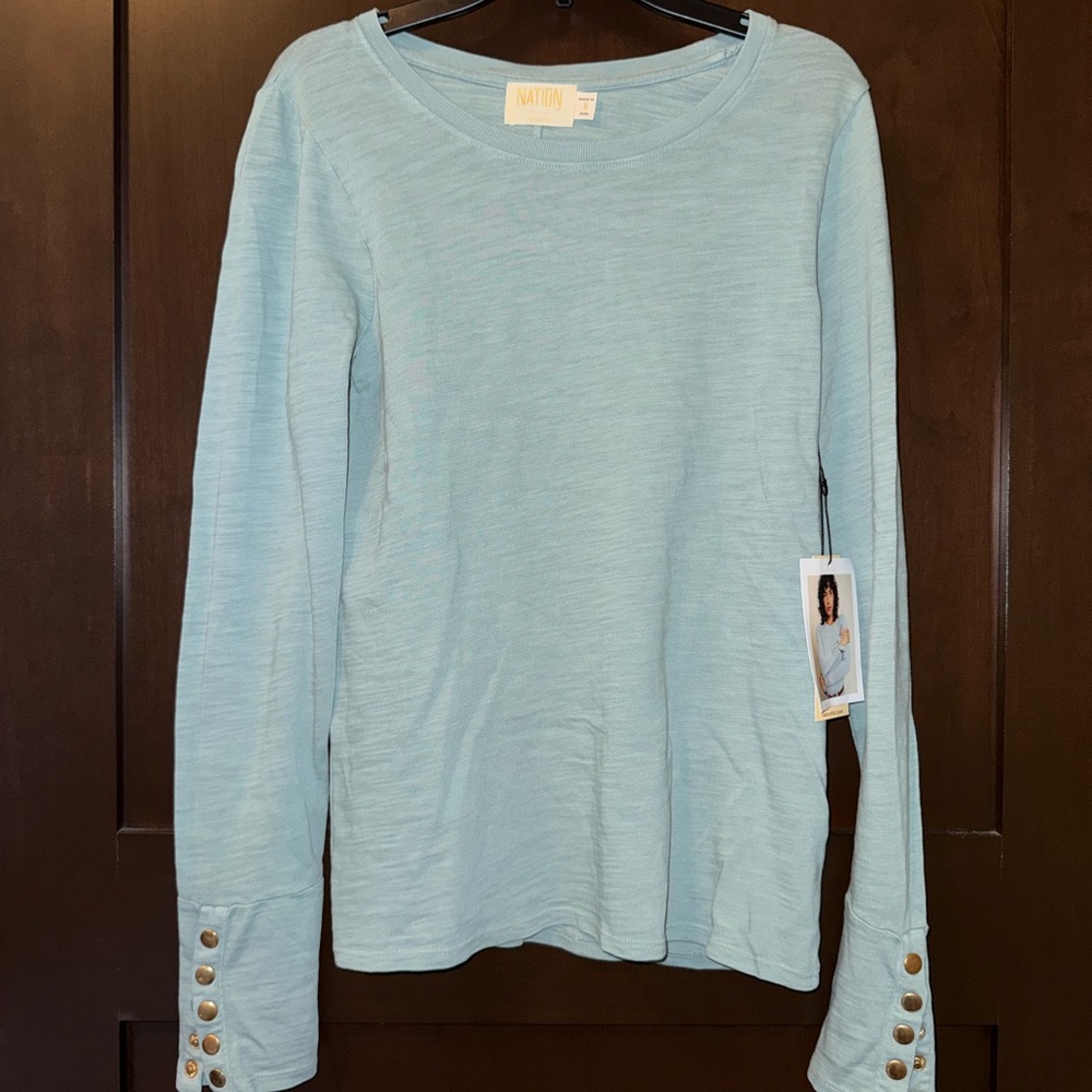 Nation LTD Women's Sky Blue Long sleeve top Small NwT